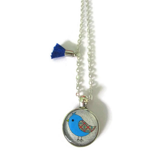 Collier Enfant Oiseau Bleu