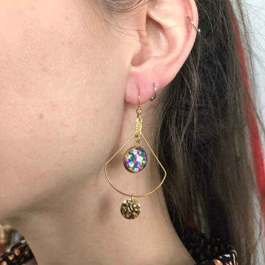 Gold Flower dangle Earrings