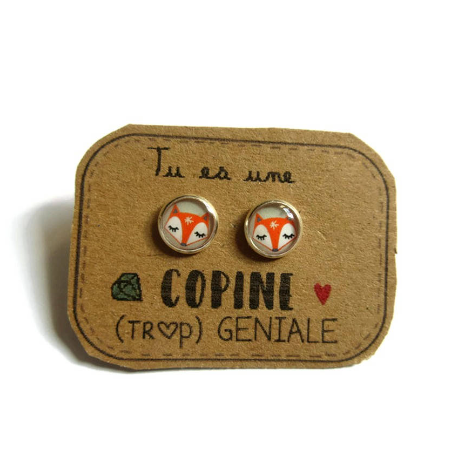 Fox Kids Stud Earrings / "Tu es une Copine trop Géniale"