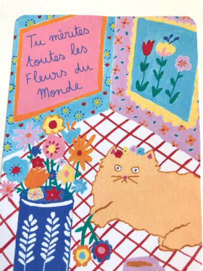 Cat lover Flower Card 