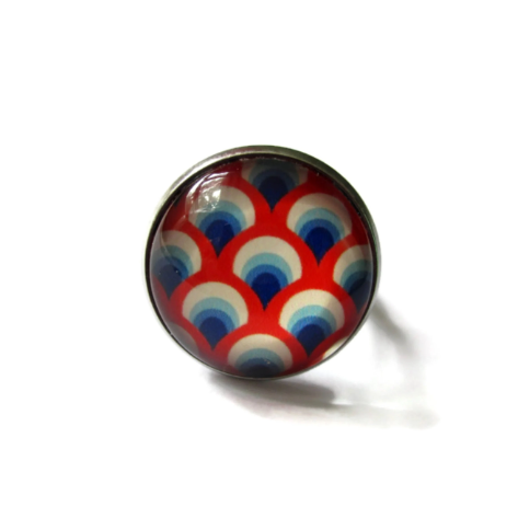 Bague Motif Seventies Rouge et Bleue