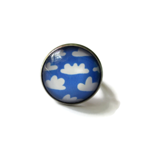 Bague Motif nuages bleus et blancs