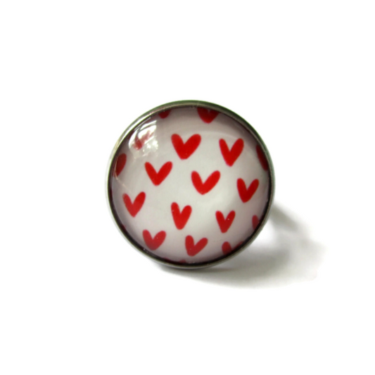 Bague petits coeurs rouges