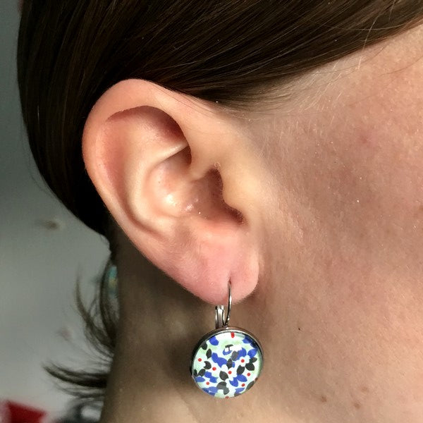 Blue and Green Flowers earrings 