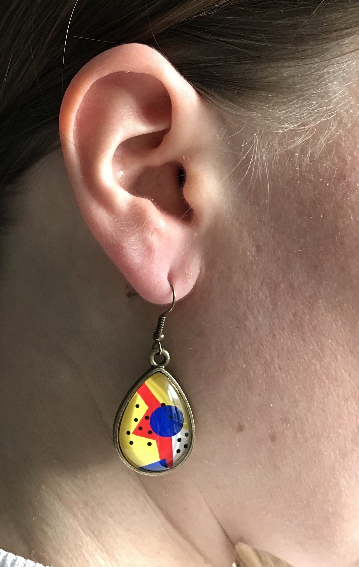 Colorful abstract teardrop earrings 