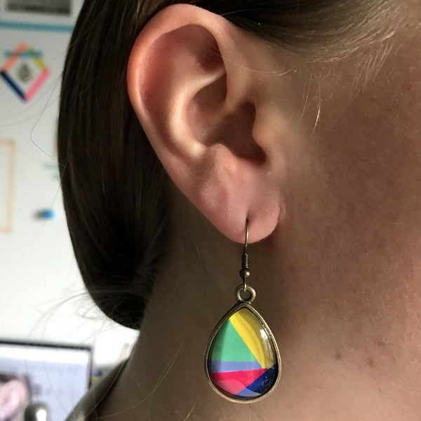 Boucles d'Oreilles Gouttes Abstraites Multicolores