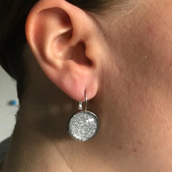 Silver Glitter Earrings