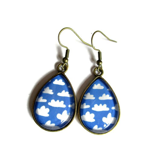 Boucles d'Oreilles Gouttes Motif Nuage