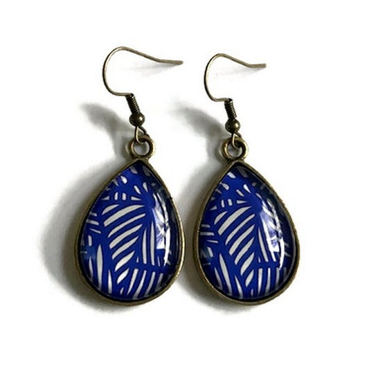 Blue geometric teardrop earrings 