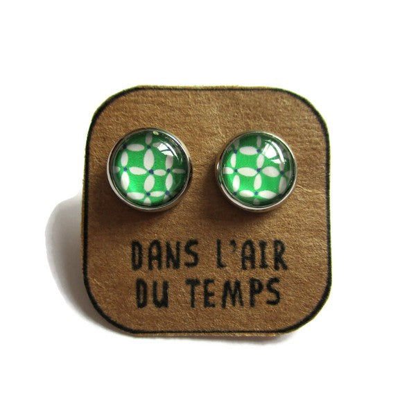 Puces d'Oreilles Motif Vert