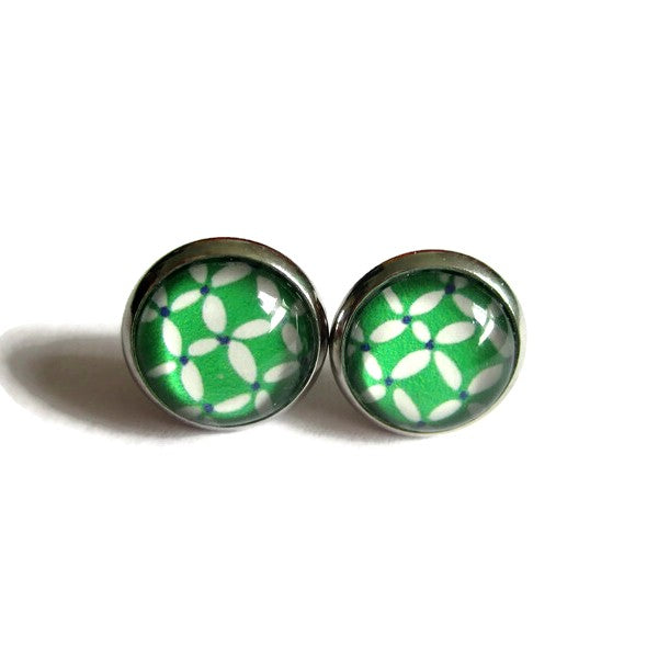 Puces d'Oreilles Motif Vert