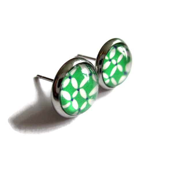 Puces d'Oreilles Motif Vert