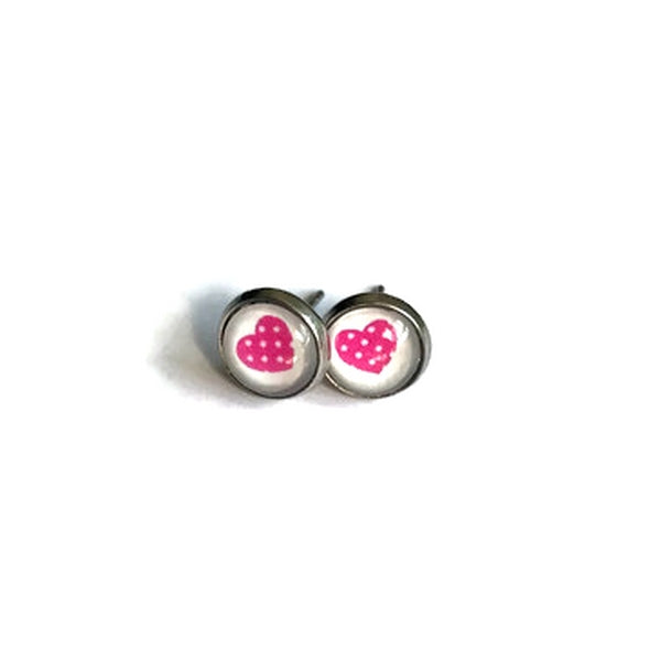 Kids Pink Heart Stud Earrings / Meilleure soeur du monde!