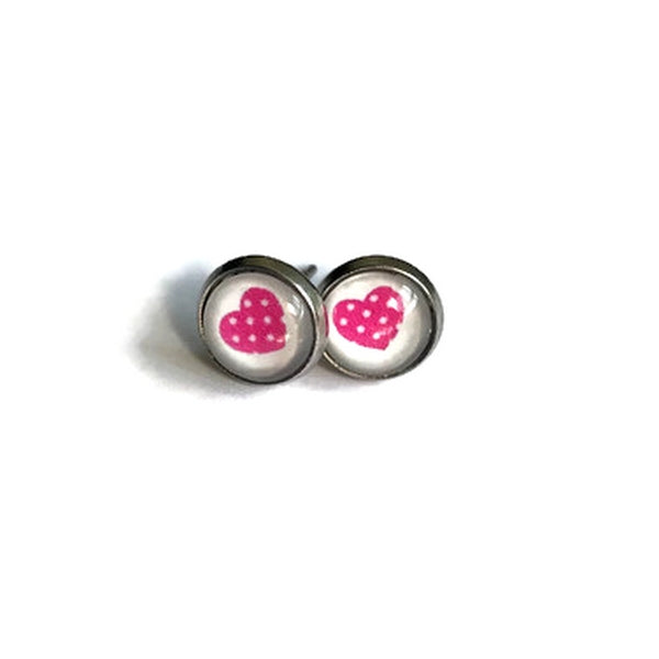 Kids Pink Heart Stud Earrings / Meilleure soeur du monde!