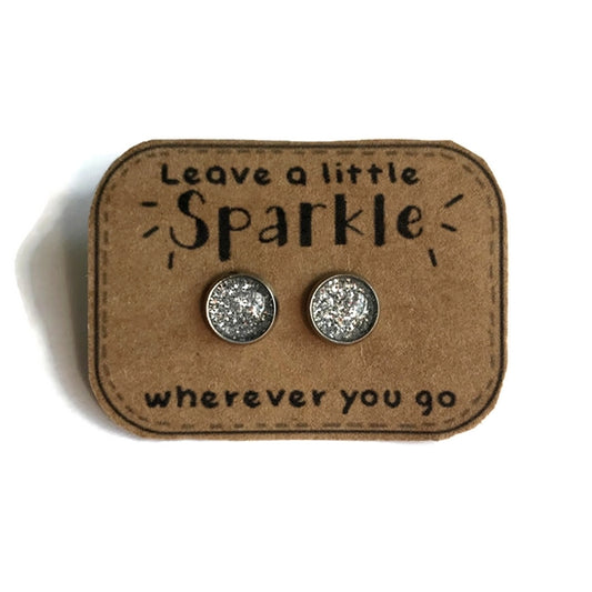 Silver Glitters Kids Stud Earrings / "Leave a Little Sparkle Wherever You Go"