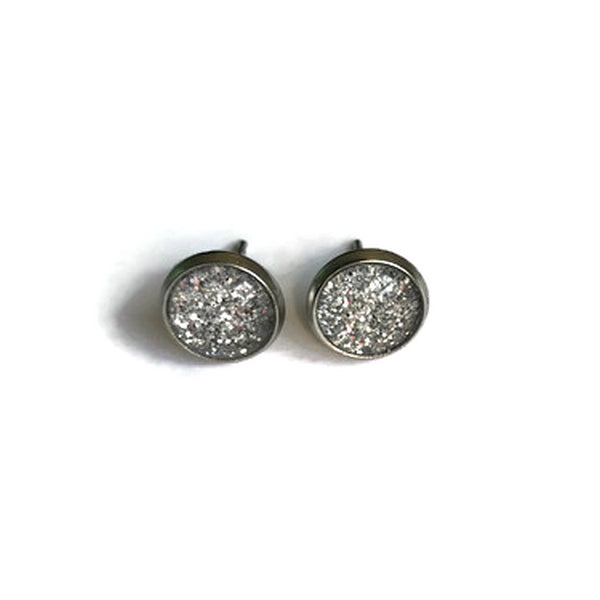 Silver Glitters Kids Stud Earrings / "Leave a Little Sparkle Wherever You Go"