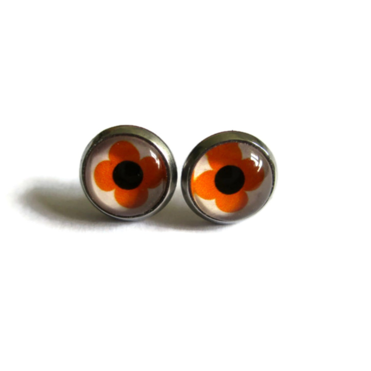 Orange an black Flowers KIDS EARRINGS