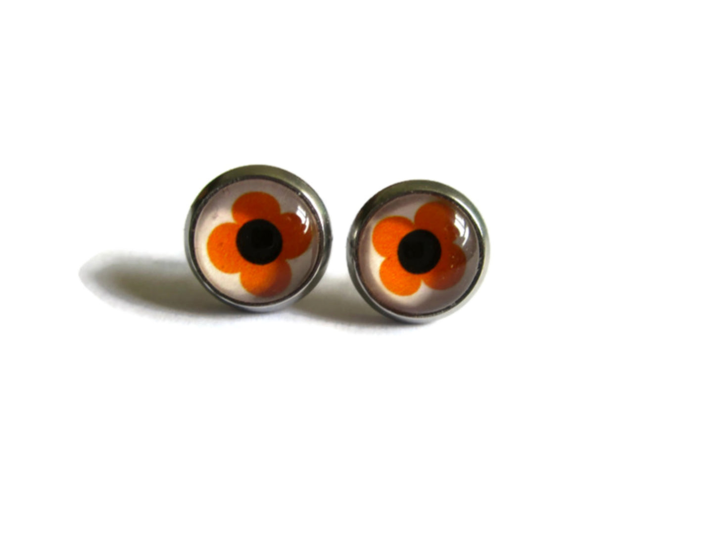 Orange an black Flowers KIDS EARRINGS