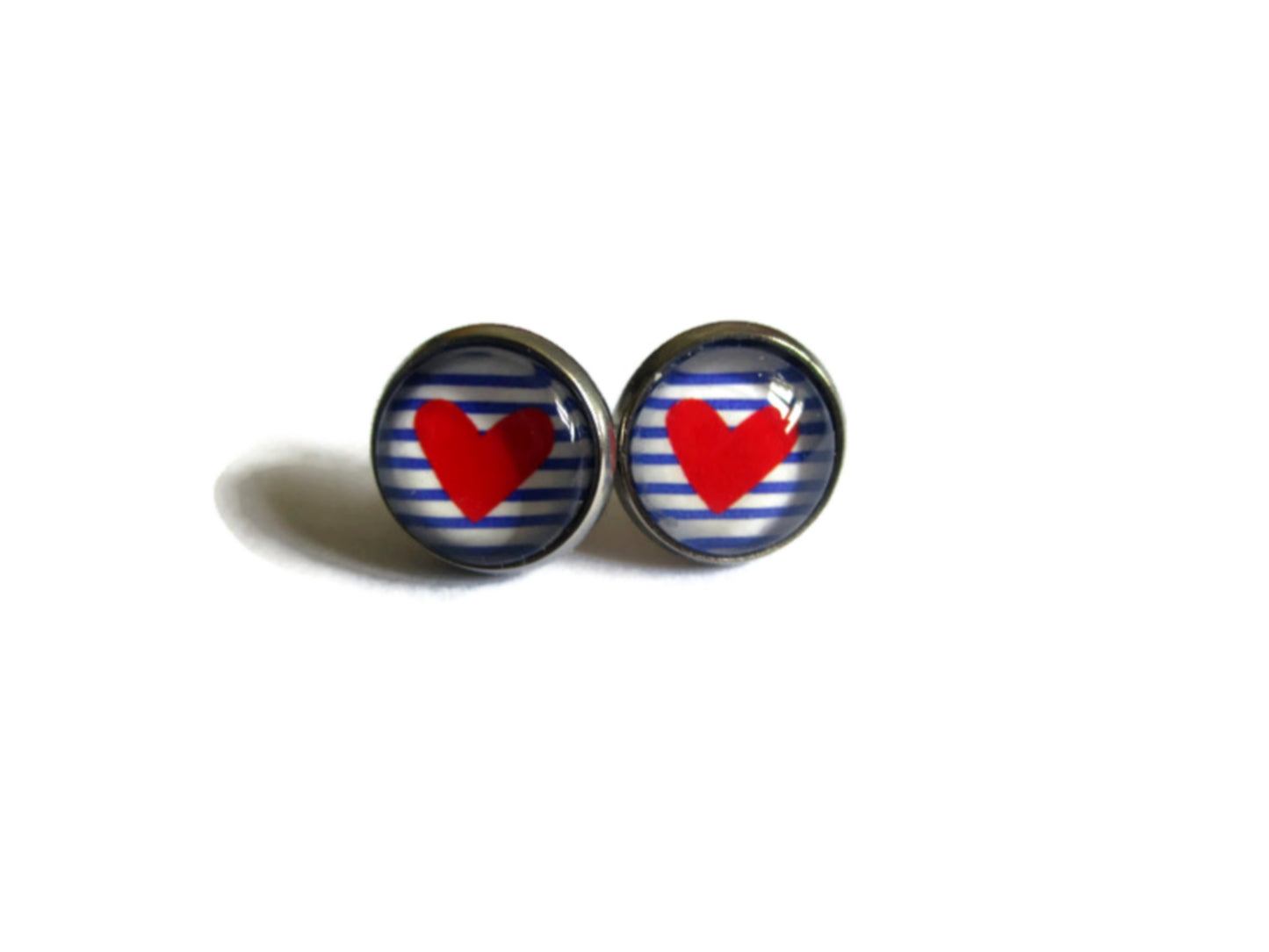 HEART and stripes STUD EARRINGS