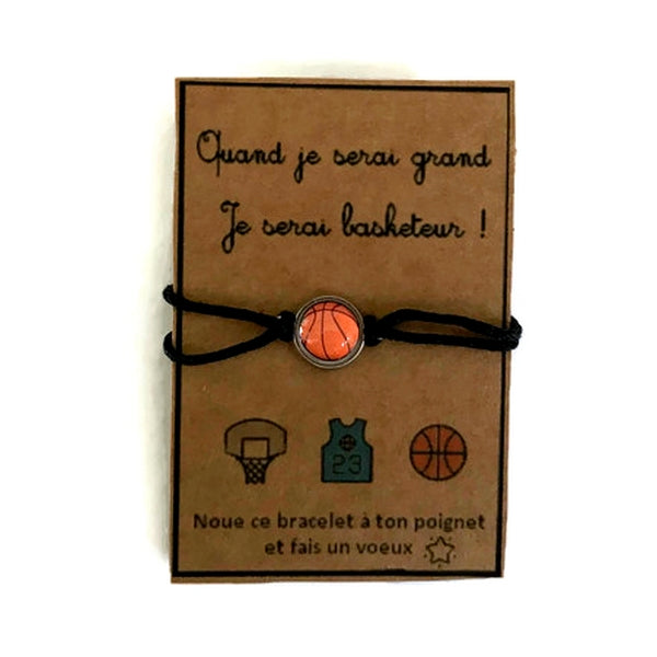 Bracelet Enfant Fil Ballon de Basket, Quand je serai grand je serai basketteur!