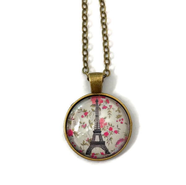 Pink Eiffel tower necklace