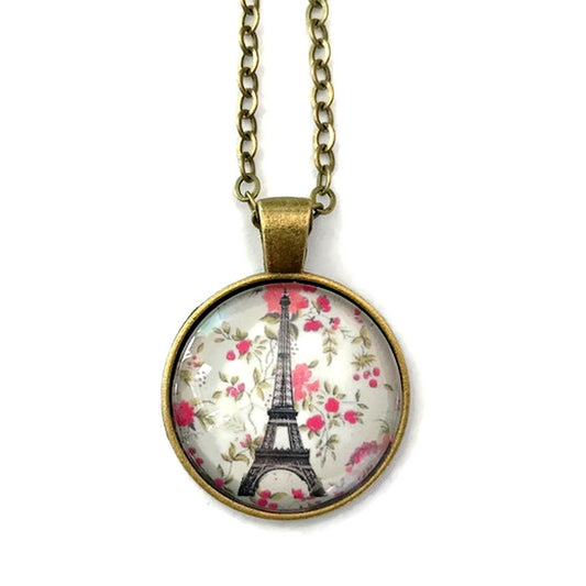 Pink Eiffel tower necklace