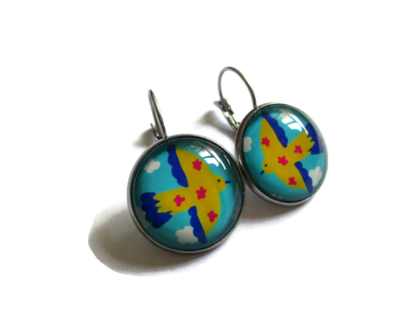 Colorful birds earrings