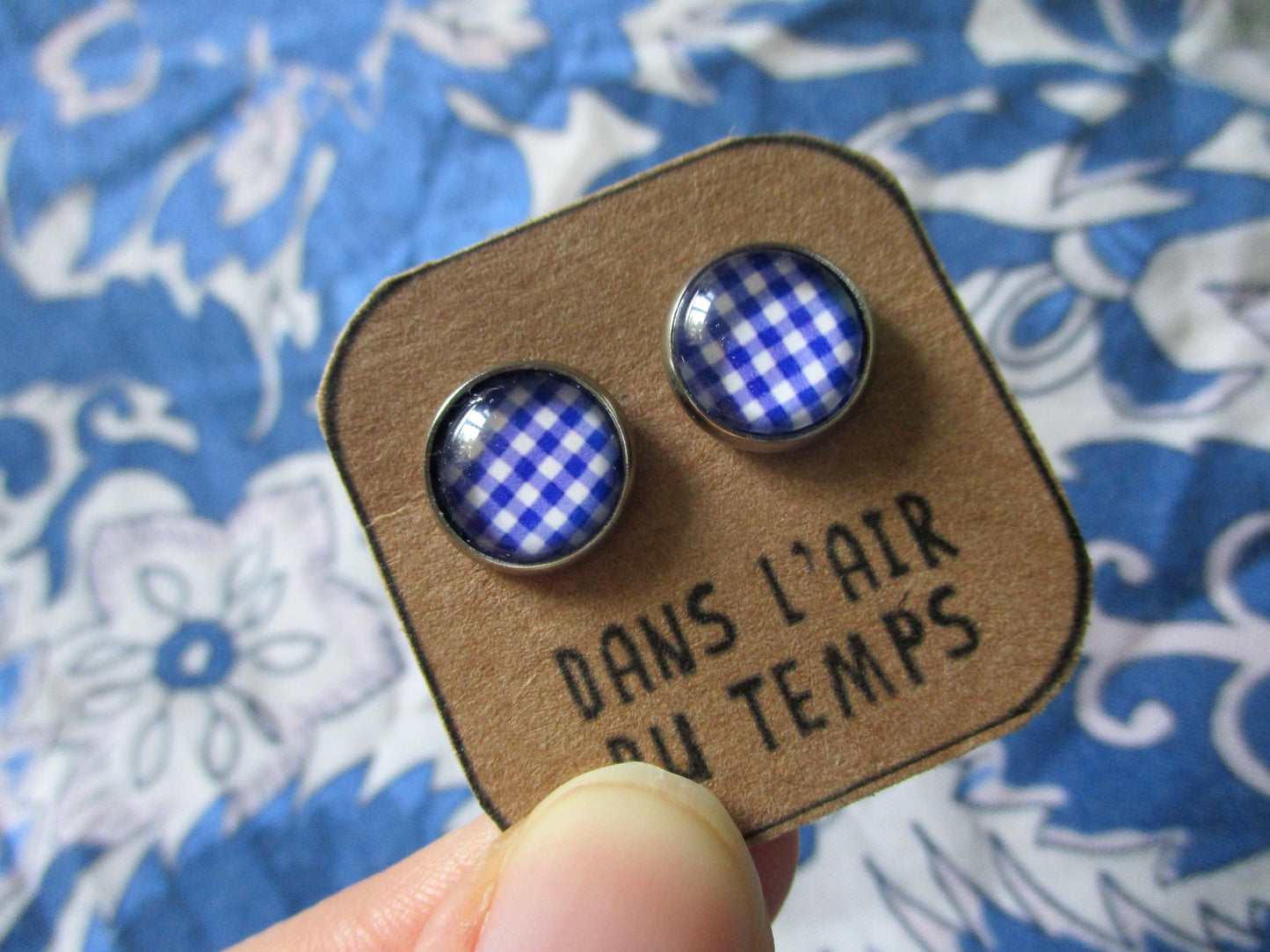 Gingham Stud Earrings