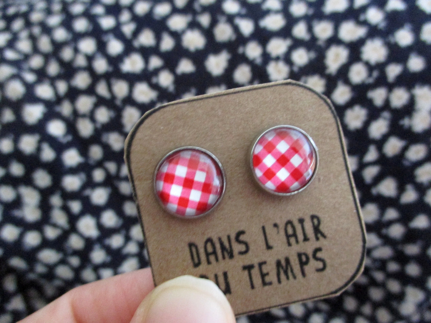 Gingham Stud Earrings