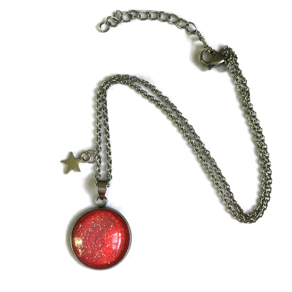 Collier Enfant Paillettes Roses Fluo