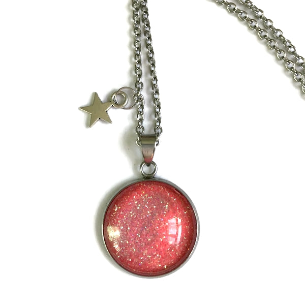 Collier Enfant Paillettes Roses Fluo