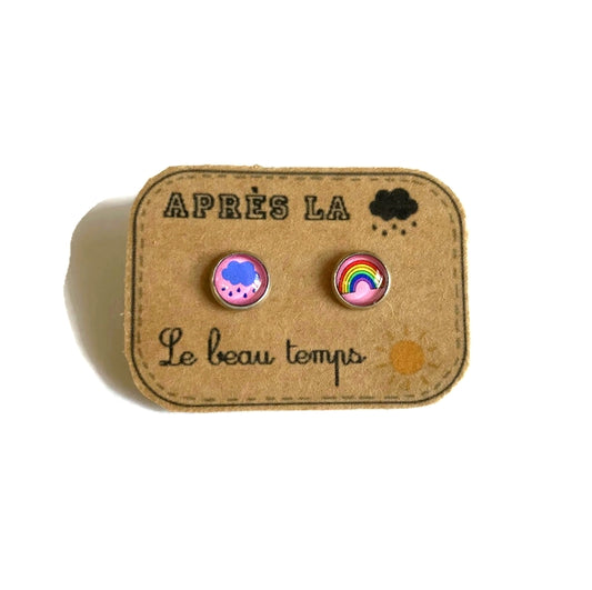 Cloud And Rainbow Kids Stud Earrings / "Après la Pluie le Beau Temps"