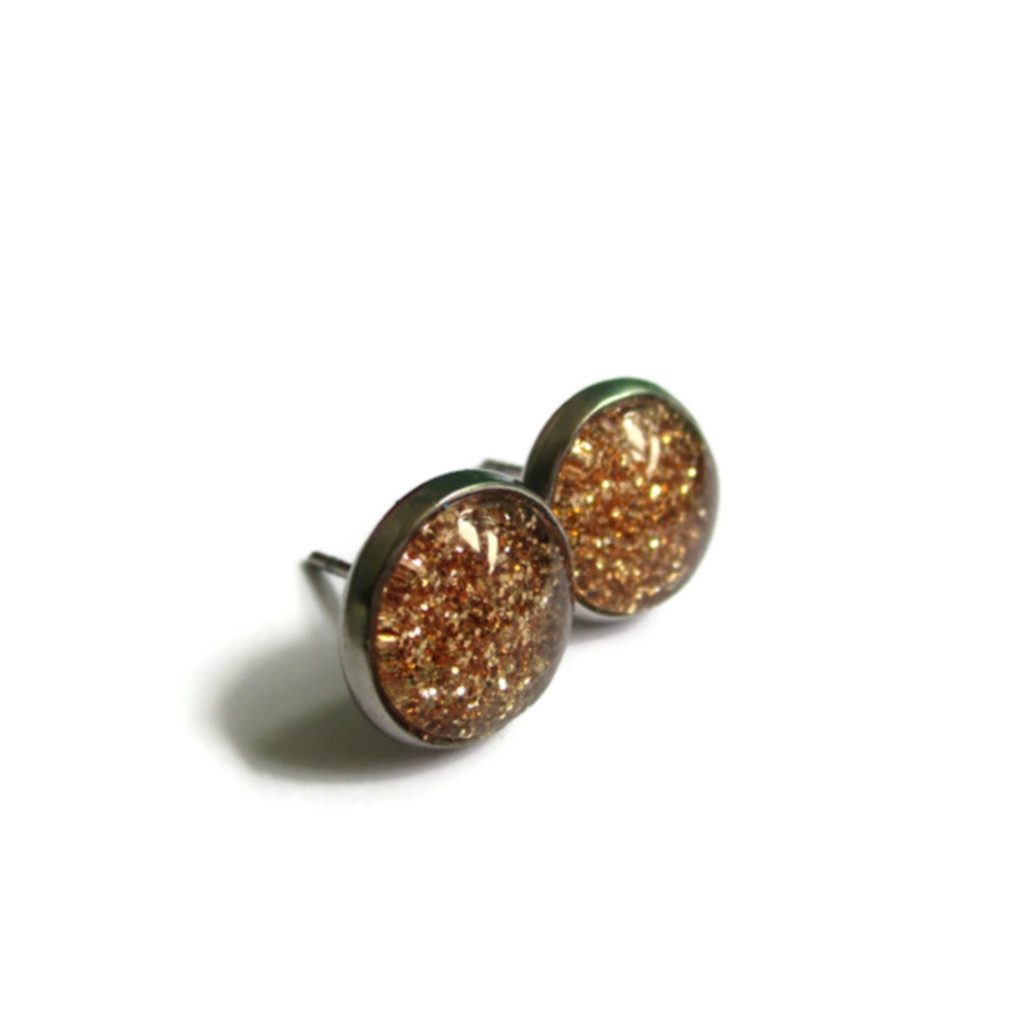 Gold Glitter Stud Earrings / "Leave a little SPARKLE wherever you go"