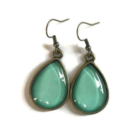  Sea green teardrop earrings