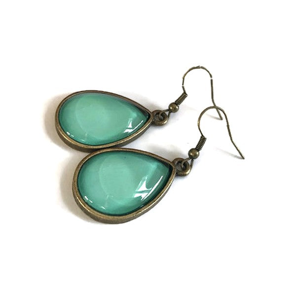  Sea green teardrop earrings