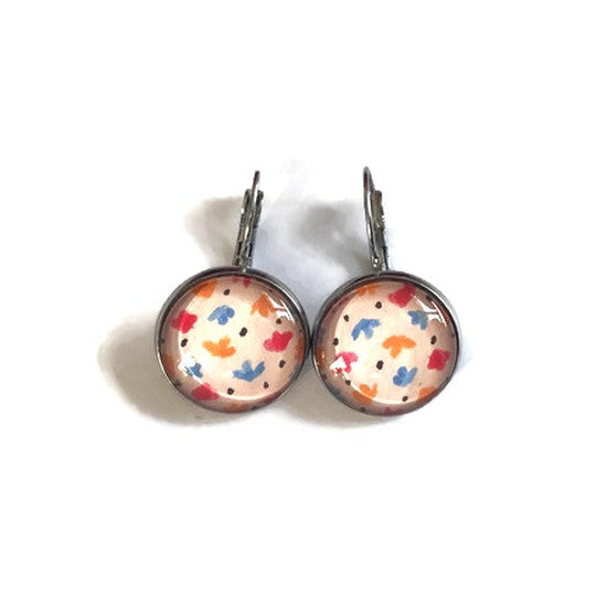 Boucles d'Oreilles Dormeuses Motif Multicolore