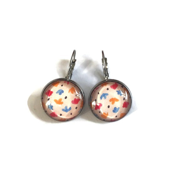 Boucles d'Oreilles Dormeuses Motif Multicolore