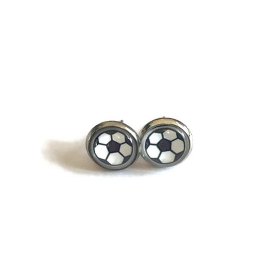 Soccer stud earrings for kids