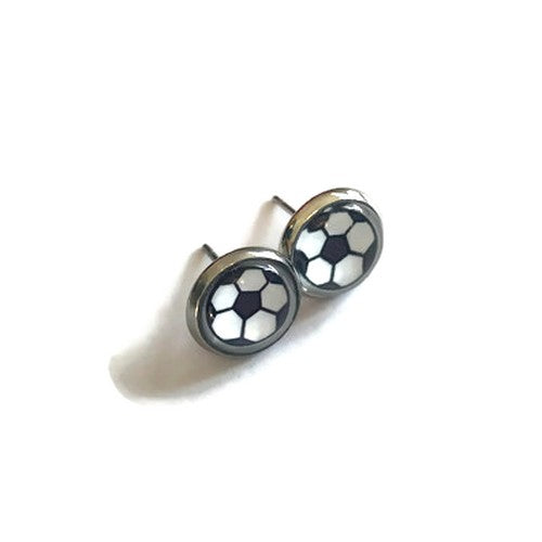 Soccer stud earrings for kids