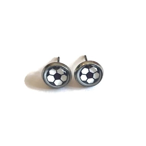 Soccer stud earrings