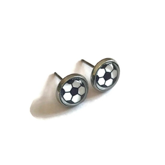 Soccer stud earrings