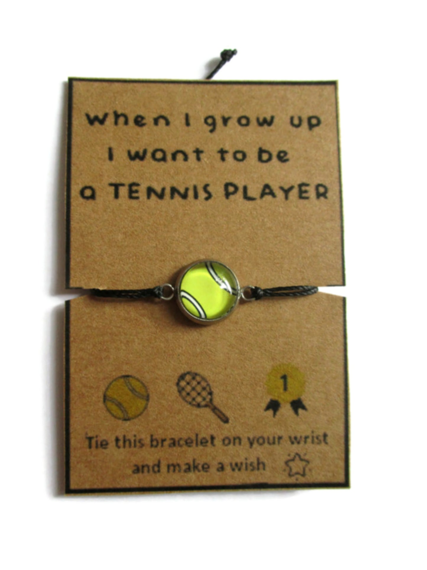 Bracelet Enfant Fil Balle de tennis, I want to be tennis player!