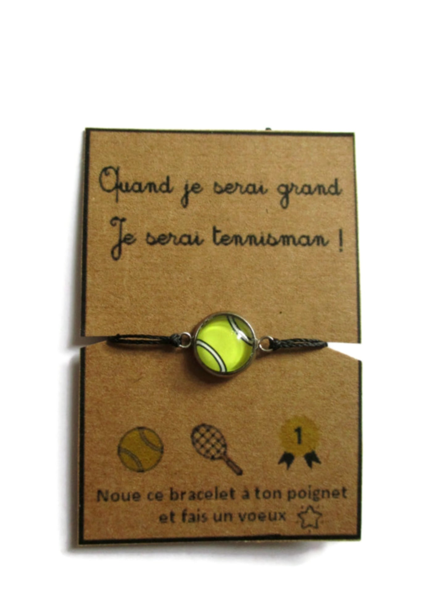 Bracelet Enfant Fil Balle de tennis, je serai tennisman!