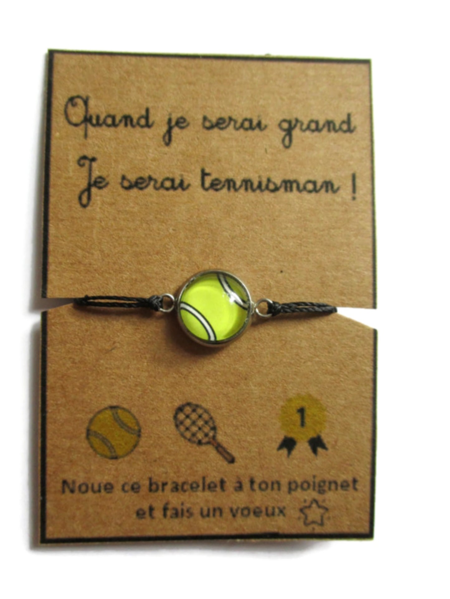 Bracelet Enfant Fil Balle de tennis, je serai tennisman!