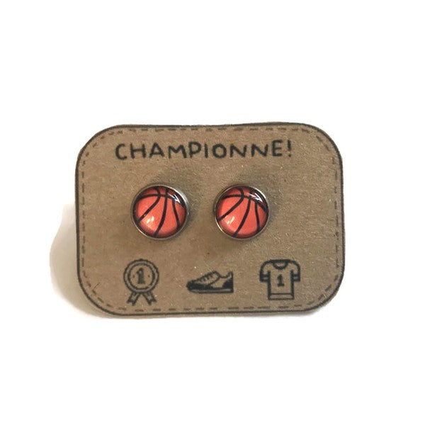 Basketball stud earrings