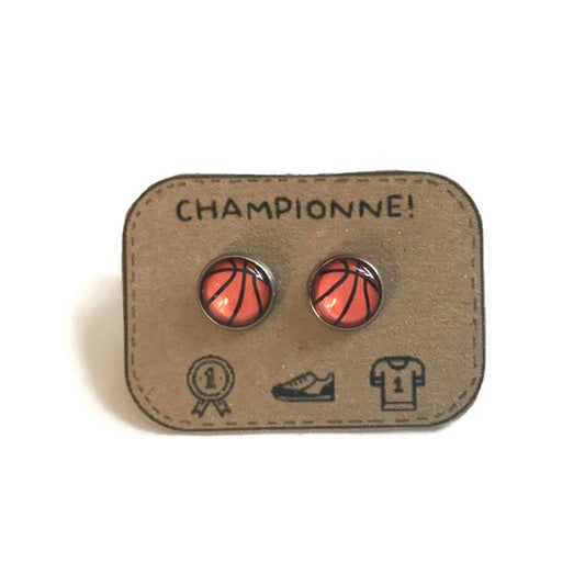 Basketball stud earrings