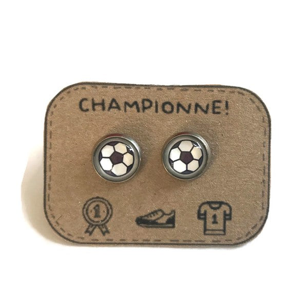 Soccer stud earrings