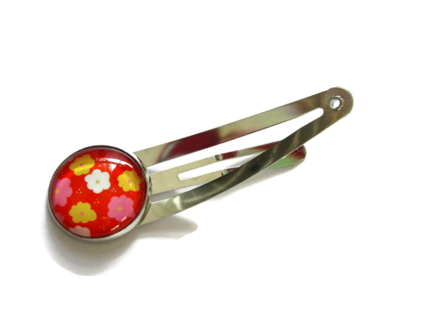 Colorful flowers on red background Hair Clips