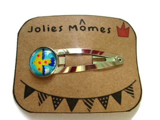 Barrette Enfant Oiseau Bleu et Jaune