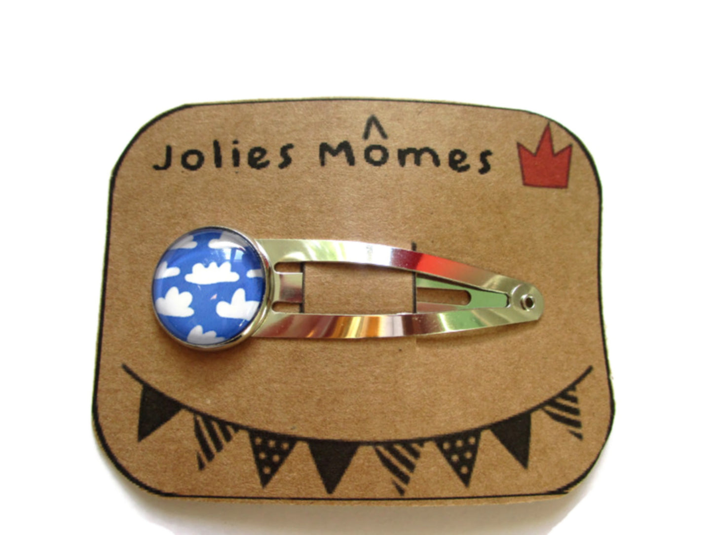 Barrette Enfant Nuages Blancs et Bleus